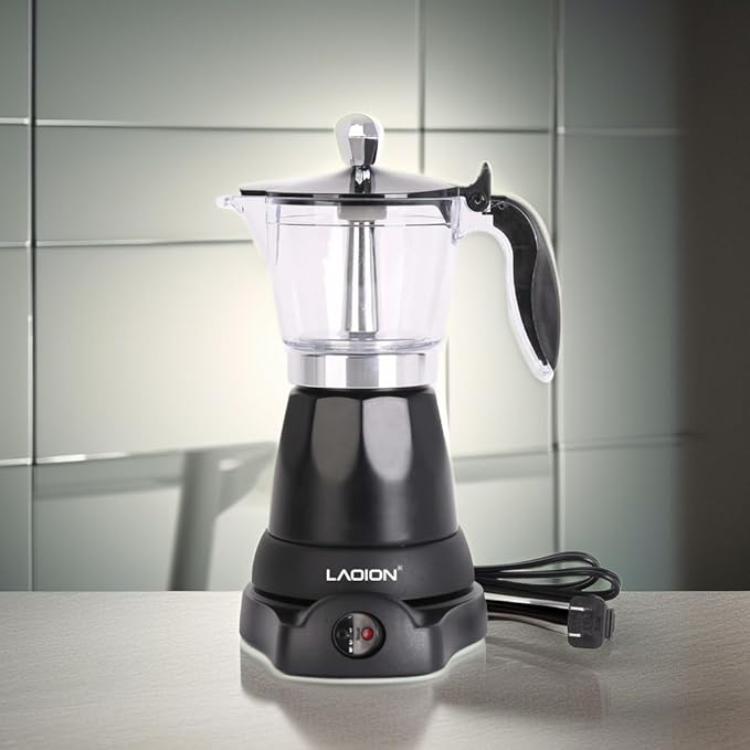 LAOION Cuban Coffee Maker, 6 or 3cup Electric Espresso Coffee Maker, Portable Cafeteras Electricas Modernas, Electric Moka Pot with Detachable Base & Overheat Protection, Coffee Gift for Home Travel