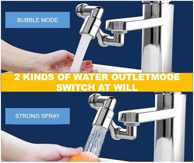 1080° Rotary Faucet Extender, Brass Sink Faucet Aerator Extension, Universal Rotary Multifunctional Robotic Arm Bathroom Faucet Extender, Adjustable, Suitable for Kitchen and Bathroom Faucets