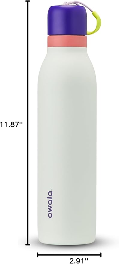 Owala FreeSip Twist Insulated Stainless Steel Water Bottle with Straw for Sports and Travel, BPA-Free, 24-oz, Purple/Green (Minty Horizons)