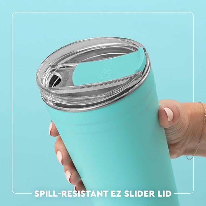 Swig Life 24oz Party Cup, Stackable Insulated Travel Coffee Tumbler with EZ Slider Lid, Cup Holder Friendly, Stainless Steel 24 oz Tumbler, Reusable Coffee Mug (Bourbon Barrel)