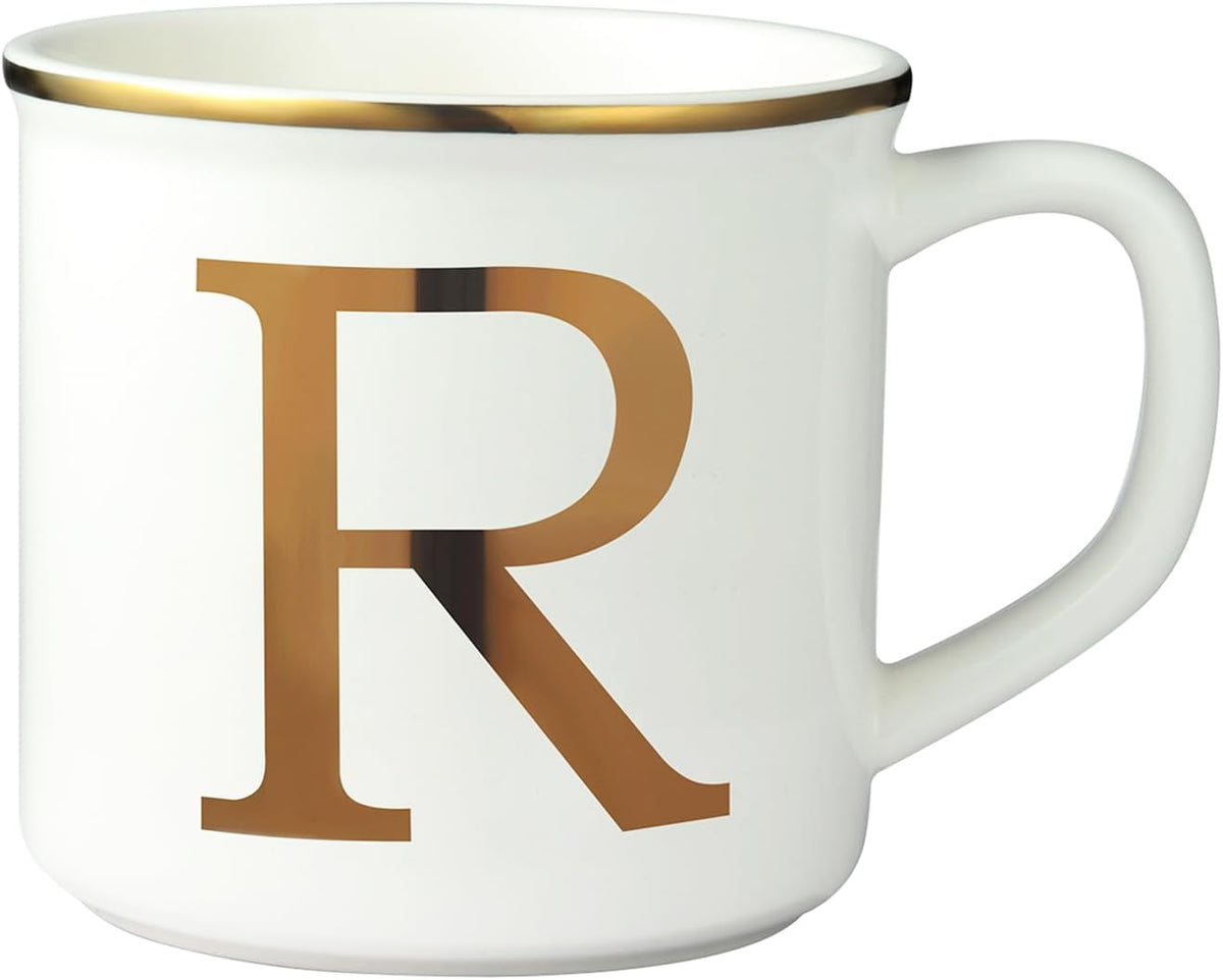 Miicol Ceramic Coffee Mug 16 oz, Monogram Coffee Cup, Golden Initial Tea Mug, Personalized Tea Cup, Unique Gift, Large Mug for Home, Office, Letter R