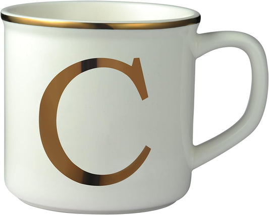 Miicol Ceramic Coffee Mug 16 oz, Monogram Coffee Cup, Golden Initial Tea Mug, Personalized Tea Cup, Unique Gift, Large Mug for Home, Office, Letter C