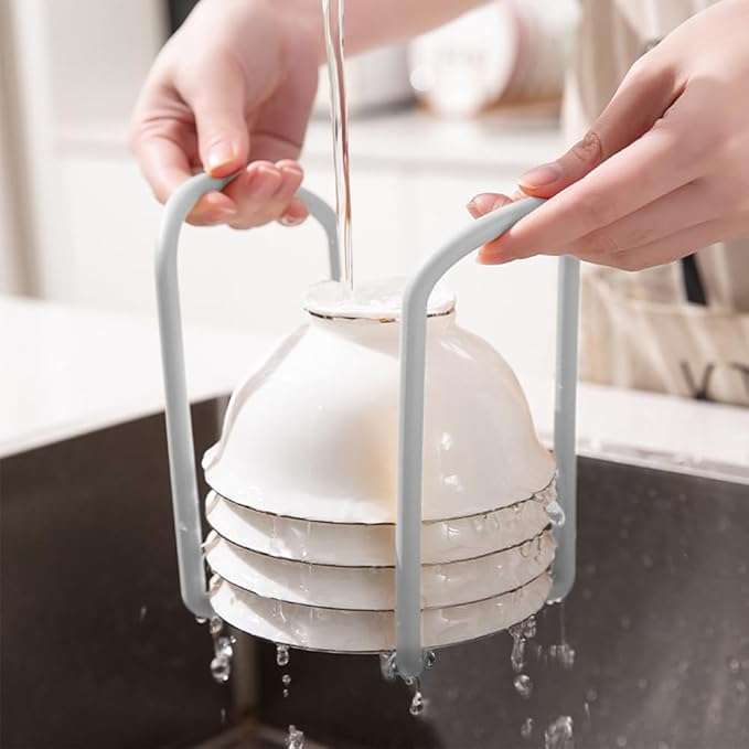 2 Pcs Bowl Rack for Kitchen Cutlery, Retractable Plastic Dish Rack, Removable Plate Holders Drain Rack, Reusable Multifunctional Plate Organizer for Stacking Bowls and Small Plates