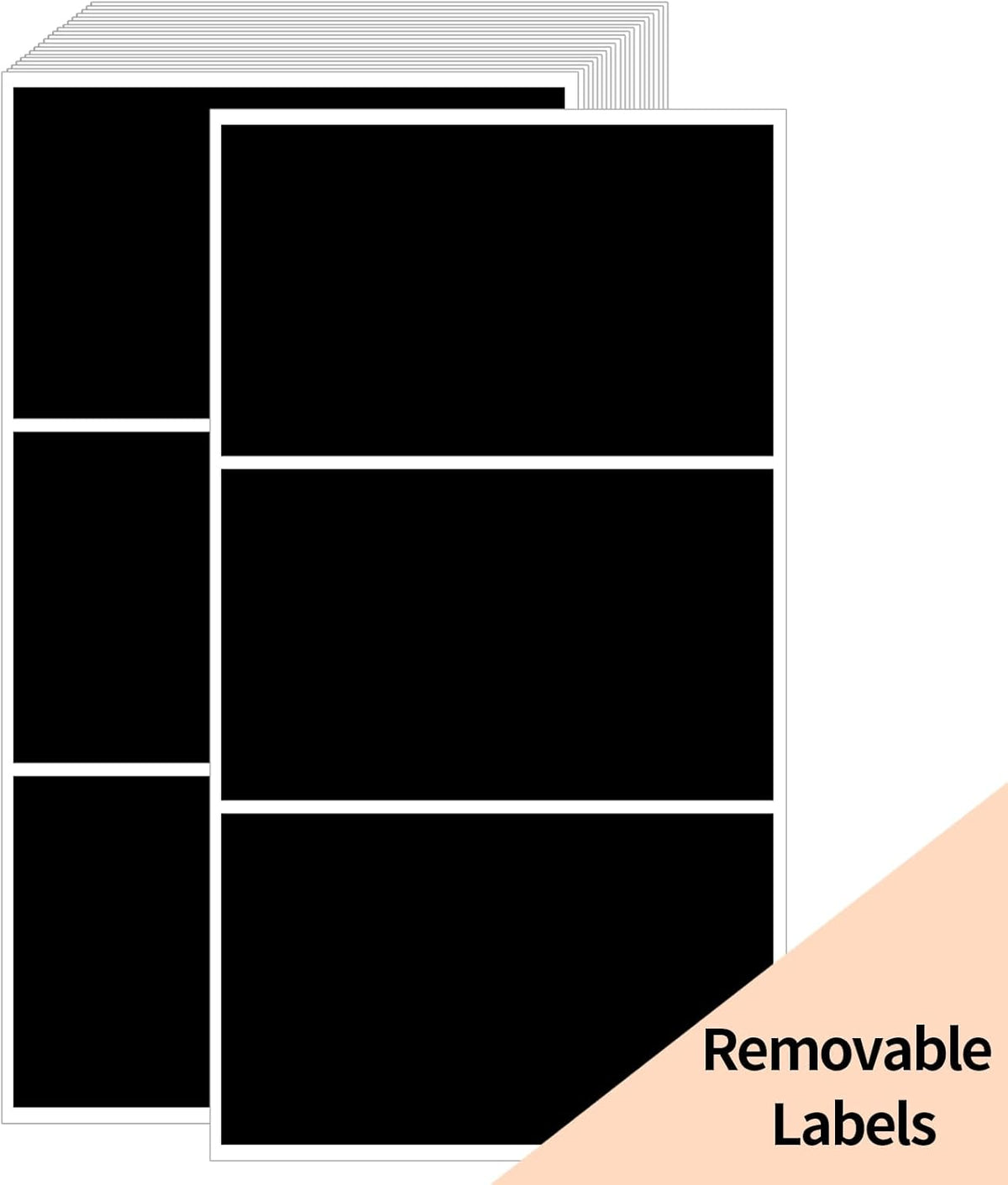 STARLIBOO Removable Colored Labels Stickers, 3X5 Inch Removable Large Label Stickers for Moving Boxes and Storage Bins- Waterproof- Tear Resistant (Black)