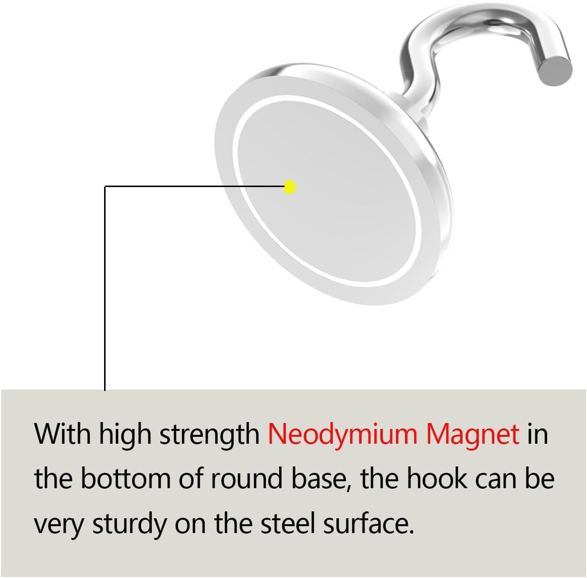 150lb Heavy Duty Magnetic Hooks with 1.42" Dia Magnetic Base - 6Pack, Neodymium Magnets with Hook for Kitchen, Workplace, Super Strong Cruise Magnet Hook for Hanging, Magnetic Hanger