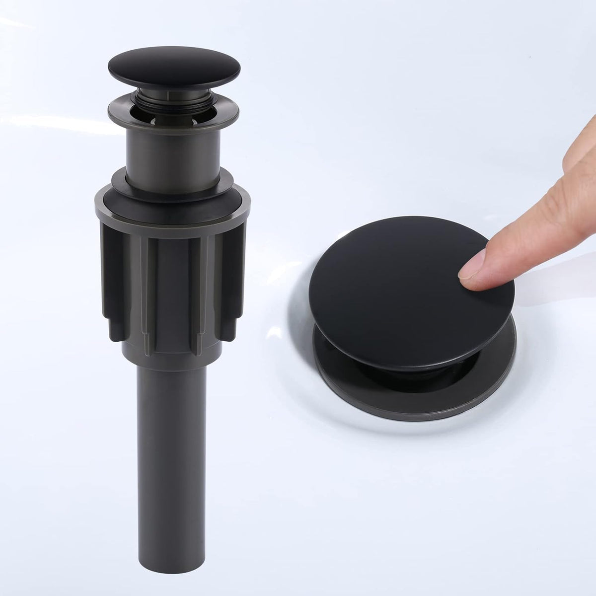 Bathroom Sink Drain Without Overflow, ARCORA Matte Black Pop Up Drain for Vessel Sink Clicker Drain Stopper