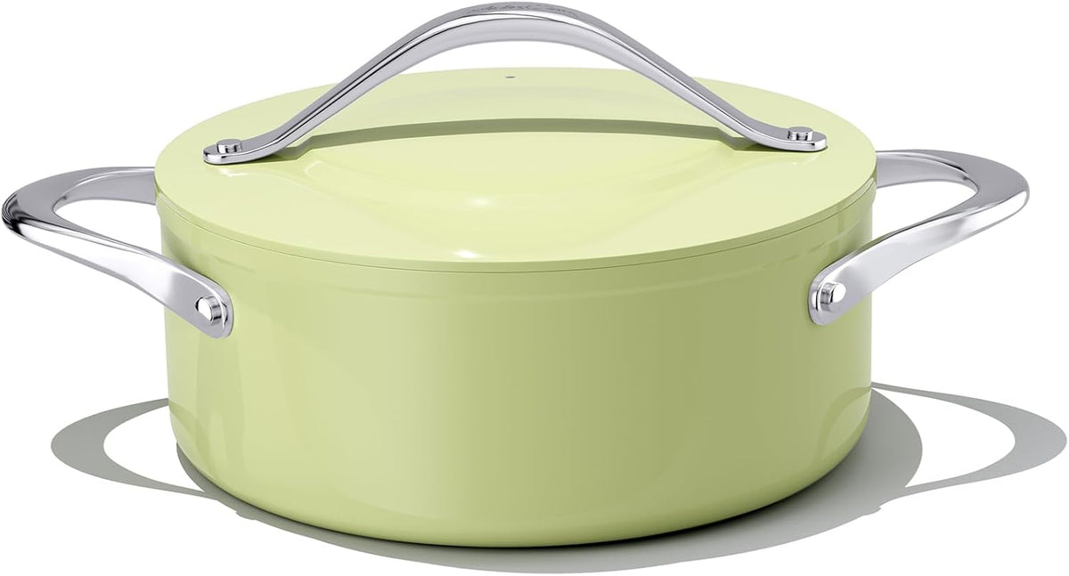 Stock Pot 4.5qt Dutch Oven with Lid (9.5") Nonstick Ceramic Coated Non-Toxic PFAS-Free Even Heat Distribution for Braising, Baking Bread & Soups, Compatible for All Cooktops(Induction/Gas/Electric) Oven Safe to 500°F (Avocado Green)