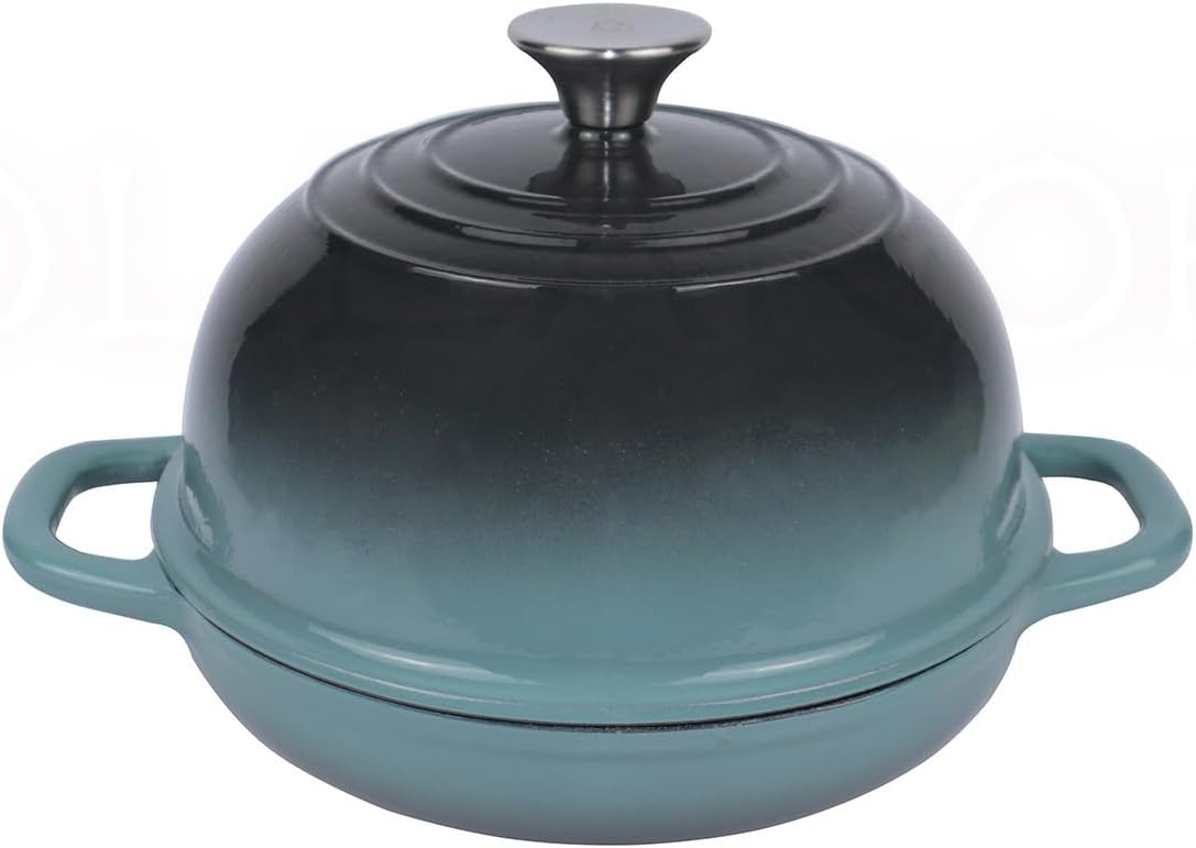Dutch Oven for Bread Baking, Enameled Cast Iron Dutch Oven Pot with Lid, Bread Oven for Sourdough Bread Baking, Cast Iron Bread Pan, 5 qt Cyan