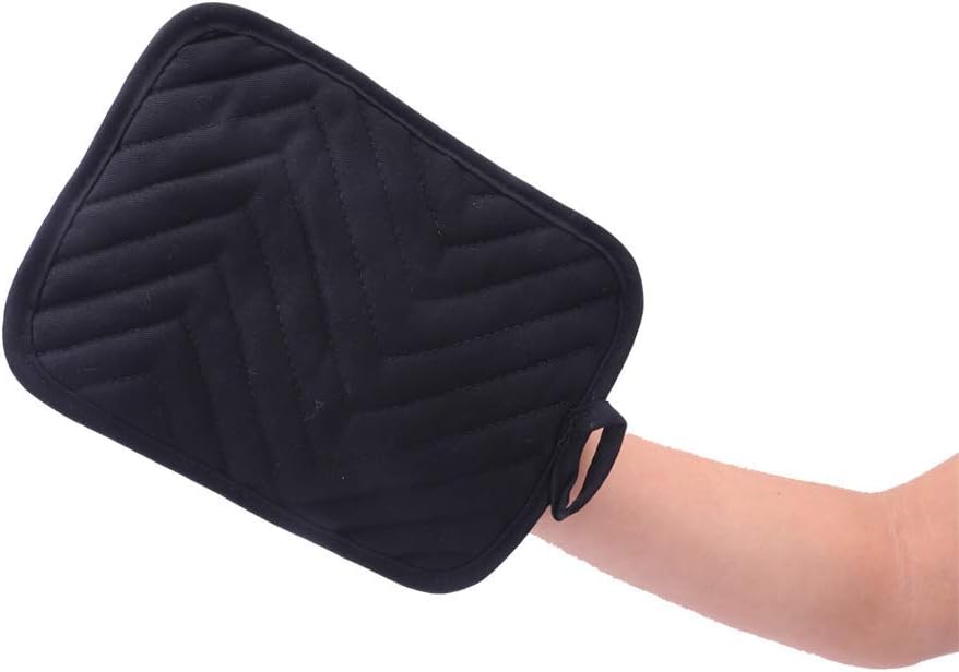 Anyi Cotton Pot Holders with Pocket, Heat Resistant Black Counter Table Hot Pads for Kitchen
