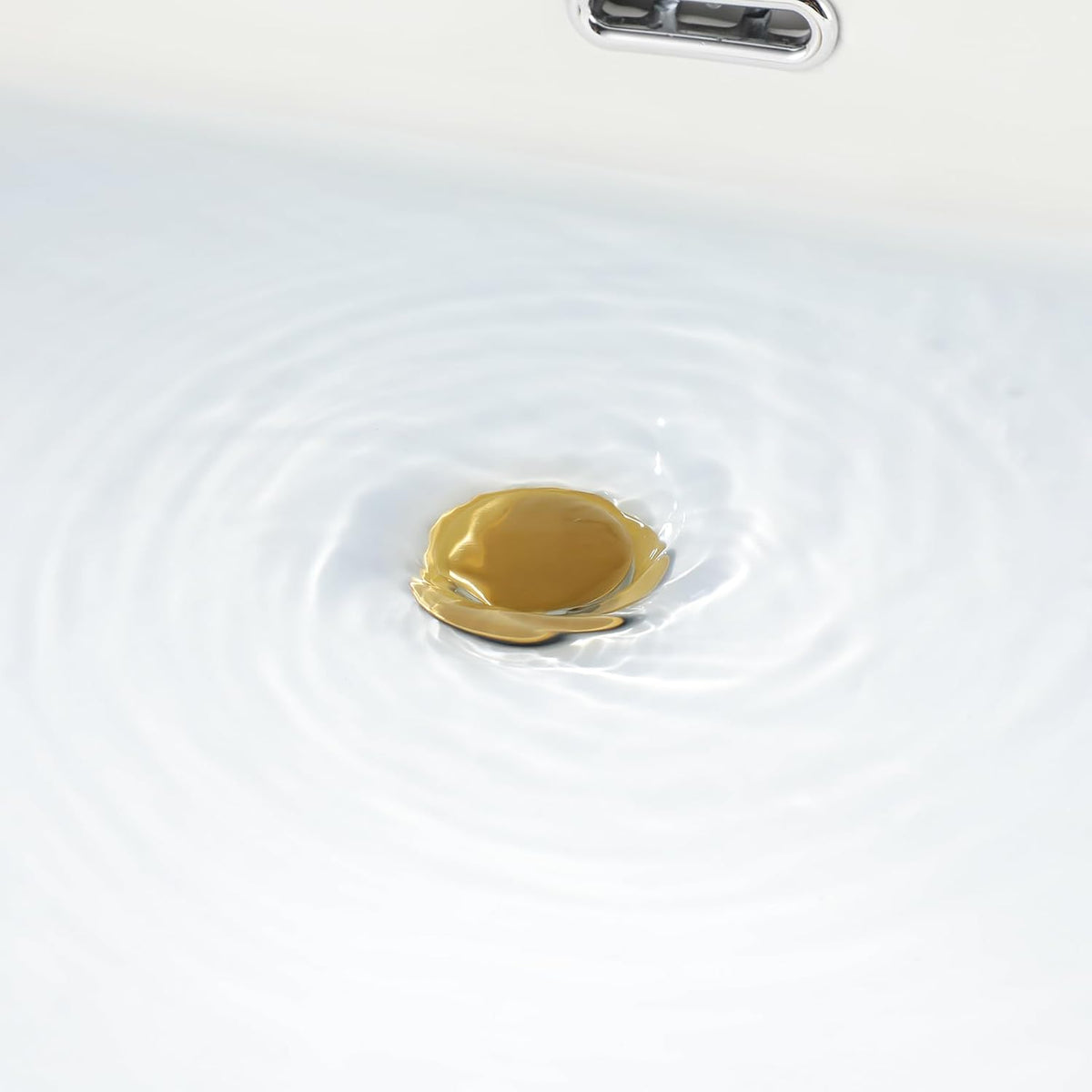 PARLOS Pop up Sink Drain Stopper with Hair Catcher Strainer & Overflow for Bathroom Sink Vessel (Brushed Gold)