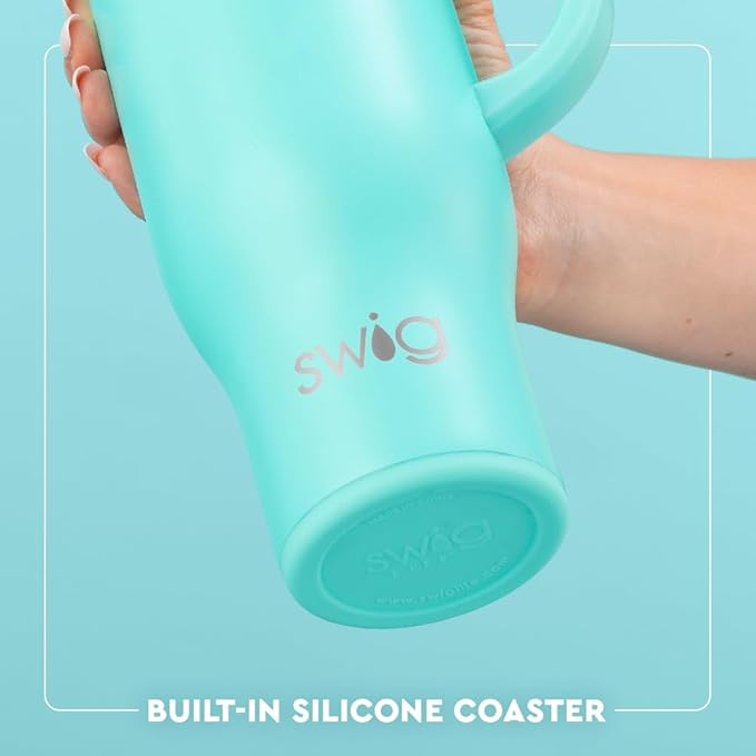 Swig Life 30oz Mega Mug, 30oz Tumbler with Handle and Straw, Large Insulated Tumblers, Cup Holder Friendly Travel Mug, Stainless Steel 30 oz Tumbler, Reusable Water Bottle (Scoop There It Is)