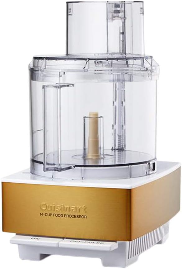 Cuisinart Food Processor 14-Cup Vegetable Chopper for Mincing, Dicing, Shredding, Puree & Kneading Dough, White/Gold Stainless Steel, DFP-14WGY