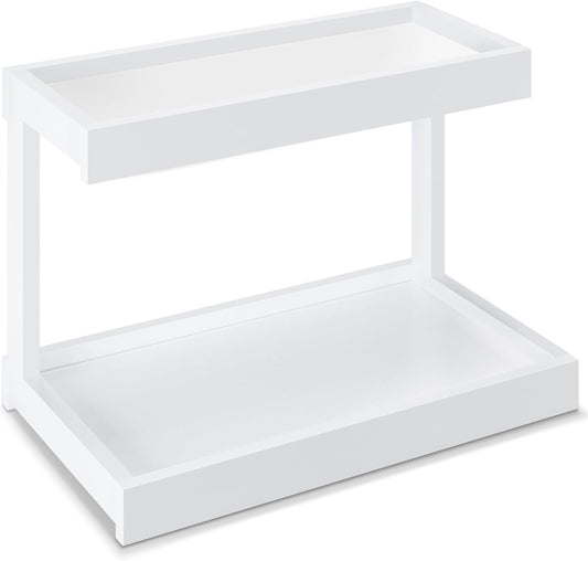MARTY 2 Tier Spice Rack Organizer for Countertop, 15.8''L White Coffee Station/Bathroom Organizer Countertop, Counter Shelf Desktop Storage Organizer for Kitchen, Bedroom, Office