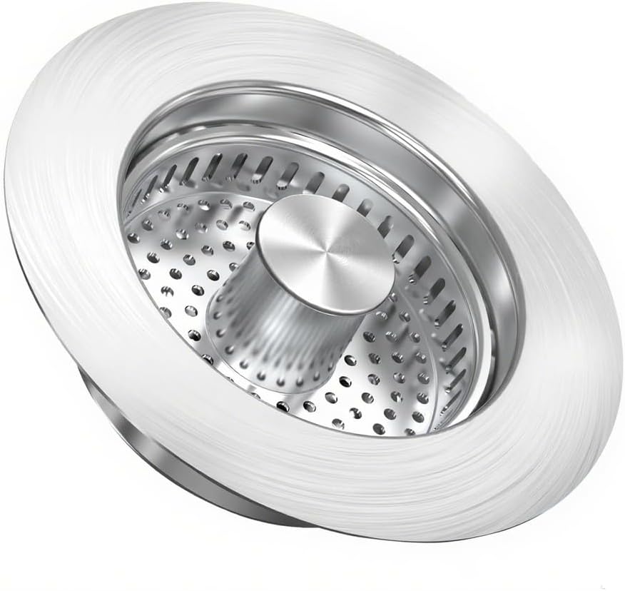 Kitchen Sink Drain Strainer，Upgraded 304 Stainless Steel 3 in 1 Pop-up Sink Drain Strainer Kitchen Drain Strainer Cover and Sink Stoppers Combo，Standard 3-1/2 in Hole