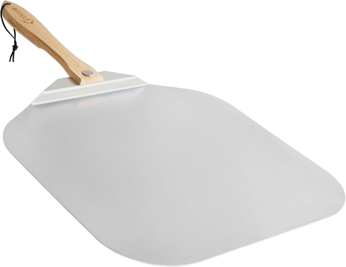 Chef Pomodoro Aluminum Metal Pizza Peel with Foldable Wood Handle for Easy Storage, Pizza Spatula, Gourmet Luxury Pizza Paddle for Baking Homemade Pizza Bread (18 x 20 inch)