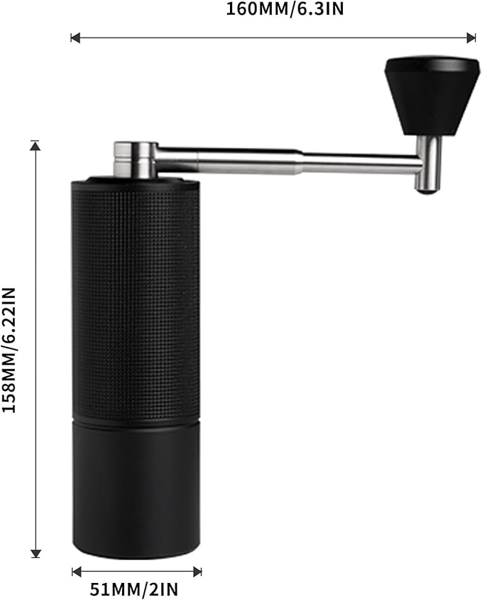 TIMEMORE Chestnut C3S Pro Manual Coffee Grinder, Stainless Steel S2C Conical Burr Coffee Grinder, Hand Coffee Grinder with Foldable Handle, Adjustable Grind Setting for Travel/Camping/Home, Black