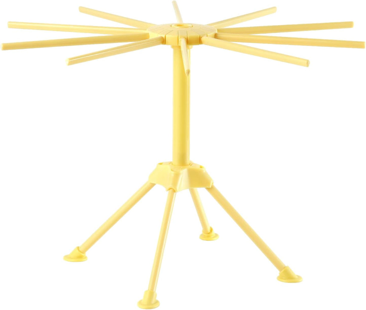 Ourokhome Collapsible Pasta Drying Rack, Plastic Foldable Homemade Fresh Spaghetti Stand Dryer Noodle Hanger for Kitchen with 10 Arms, Stable, Easy Storage, Quickly Set Up (Yellow)