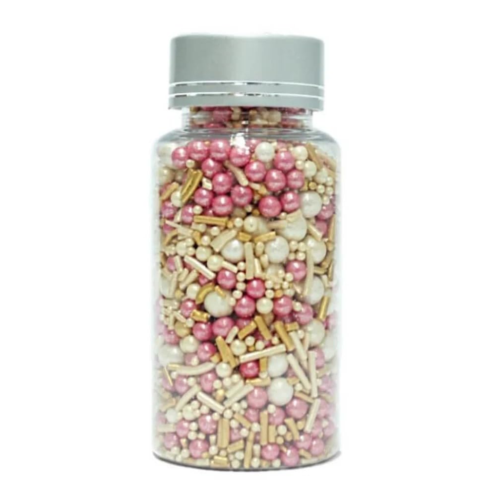 Confect Fusion Mashup Sprinkles – Pink & White Pearl Sprinkle Mix for Cake & Cupcake Decorating – Edible Baking Topping Balls - Vegan, Gluten-Free, Nut-Free, Soy-Free, Dairy-Free, Palm Oil-Free – 4.2 Oz