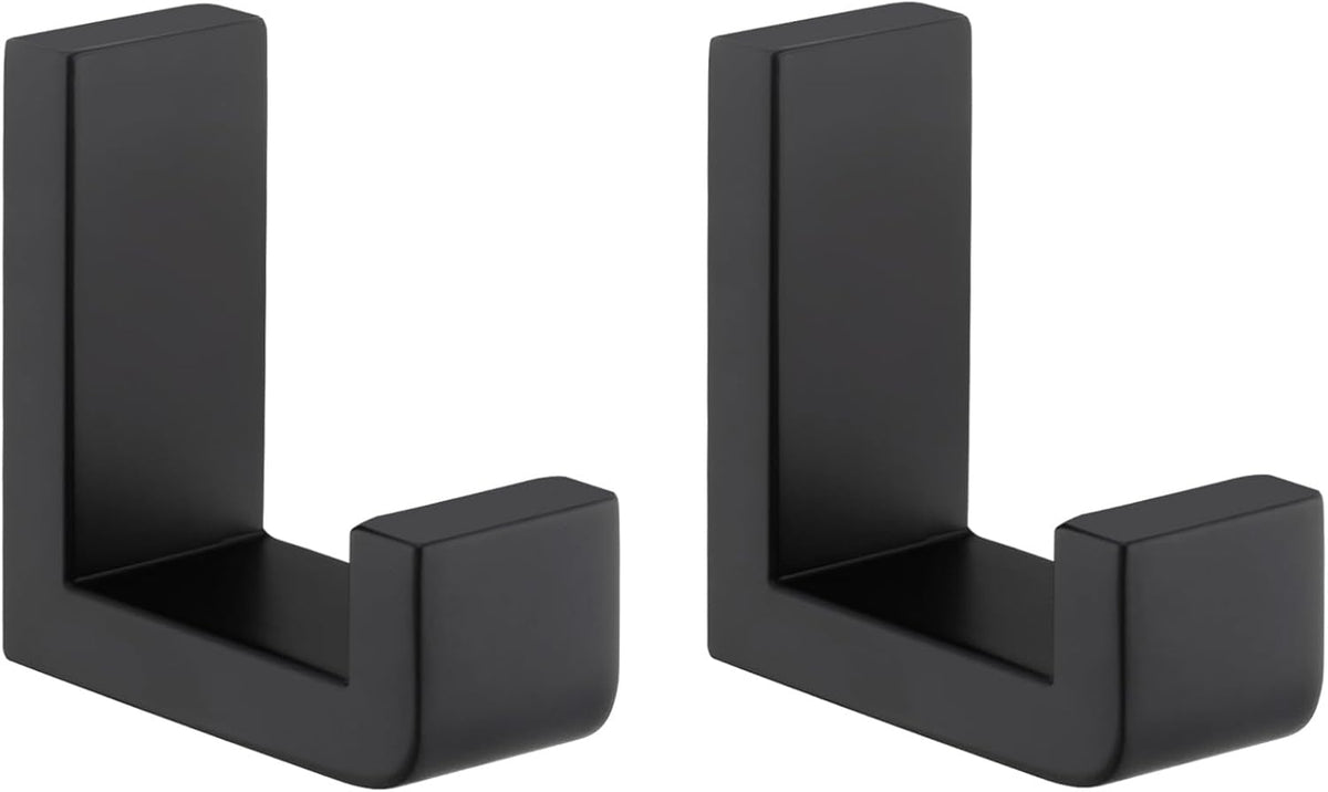 Angle Simple Towel Hook Matte Black 2 Pack, 304 Stainless Steel Bathroom Coat Robe Hook for Wall