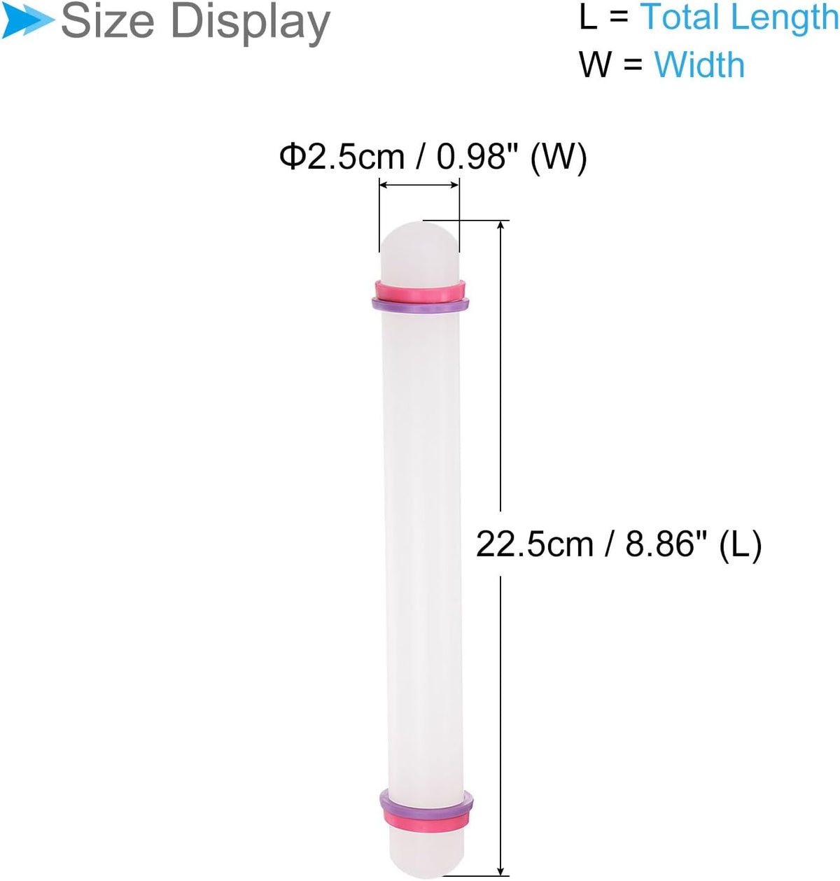 Fondant Rolling Pin, 9" Length, PP Plastic Non-Stick Guide Rings Fondant Roller Dough Roller - (Applications: for Baking DIY), 2-Pieces