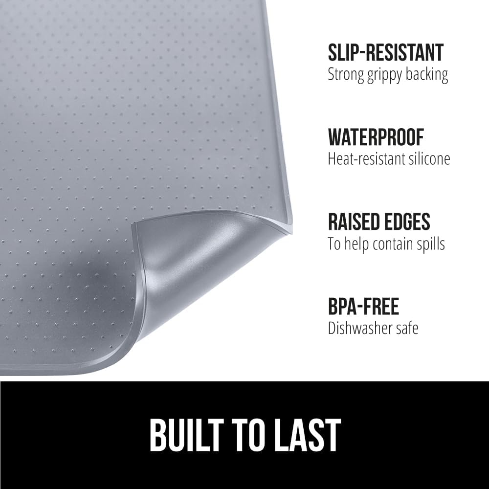 GORILLA GRIP Silicone Coffee Mat, Espresso Drink Bar Station Accessories, Use Under Machine, Waterproof Heat Resistant Multi-Use Dish Drying Mats, Stays in Place, Kitchen Home Decor, 11.5x18.5, Gray