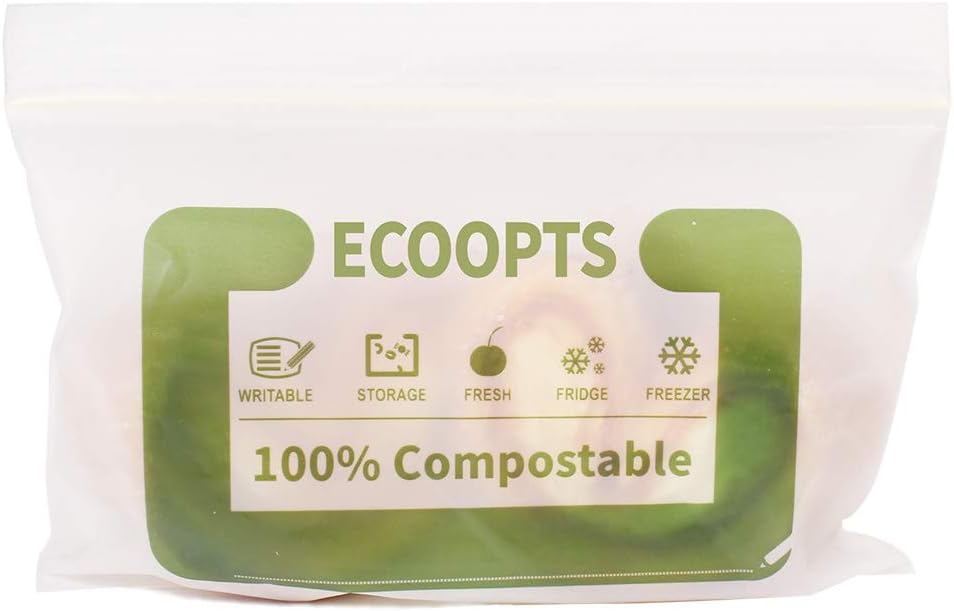 100% Compostable Snack Zip Bag | ECO-Friendly Small Storage Bags | Freezer Bag | Plant-Based BPA-free | Seal well for Cookie, Chips and Snack (1, Small)