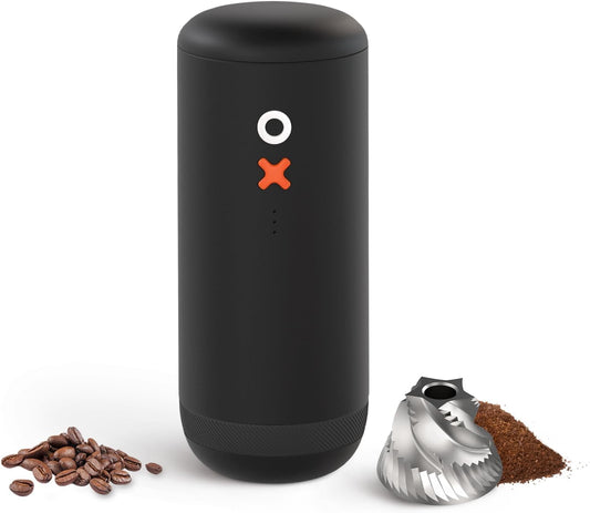 Nuttii Burr Coffee Grinder – Electric, Portable, Small, Quiet Adjustable Conical Burr Coffee Bean Mill, 20 Grind Settings for Espresso, Pour-Over, French Press Moka, for Home Travel Use (Matte Black)