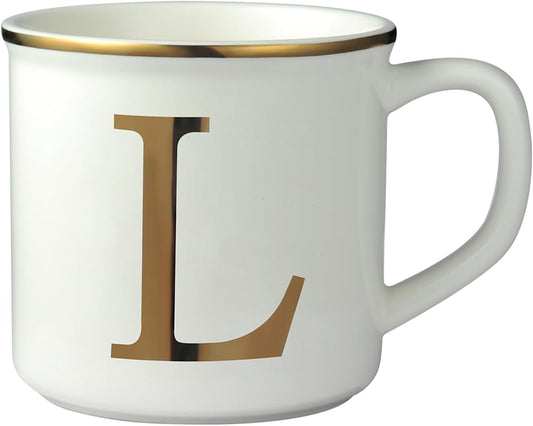 Miicol Ceramic Coffee Mug 16 oz, Monogram Coffee Cup, Golden Initial Tea Mug, Personalized Tea Cup, Unique Gift, Large Mug for Home, Office, Letter L