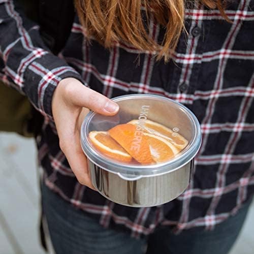 U Konserve Stainless Steel Food Storage Bento Box Container, Leak Proof Silicone Lid Dishwasher Safe - Plastic Free (15oz Clear)