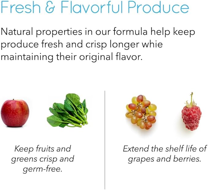Rain Organic Fruit and Vegetable Wash All Natural Veggie Produce Cleaner for Safe Clean Eating, Baby Essential Eco Friendly Concentrated Strength for Gallons of Soak or Spray