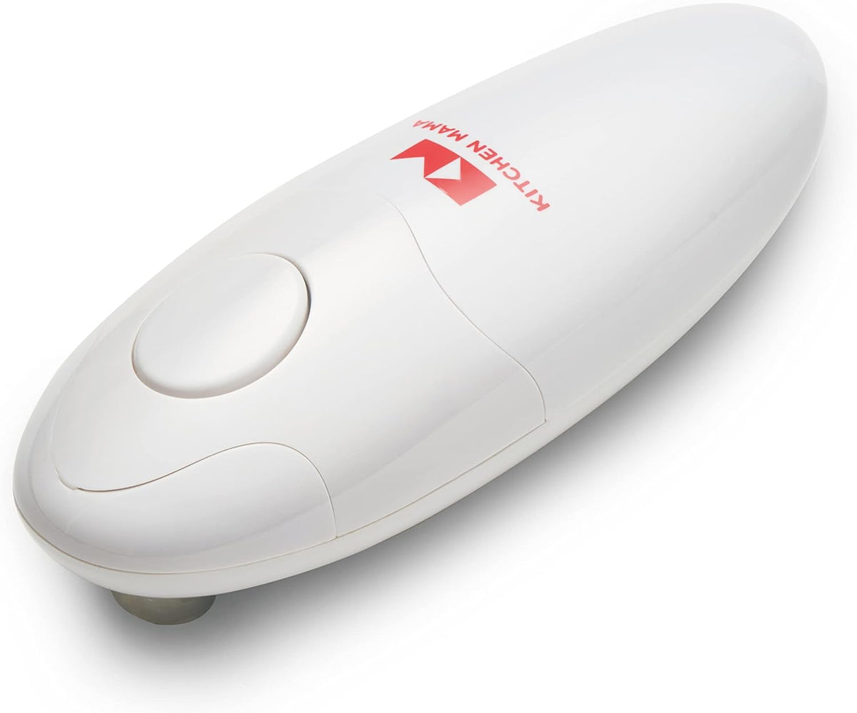 Kitchen Mama Auto Electric Can Opener: Safe, Easy with One Touch, Smooth Edge, Battery Operated, Cordless, Automatic Can Opener for Seniors with Arthritis, Hand Free Appliances, YES YOU CAN (White)