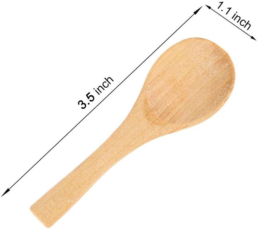 50 Pieces Small Wooden Spoons, Short Handle Mini Condiments Salt Spoons Nature Wooden Honey Teaspoon Coffee Tea Jam Mustard Ice Cream Milk Powder Spices (Natural Wood Color)