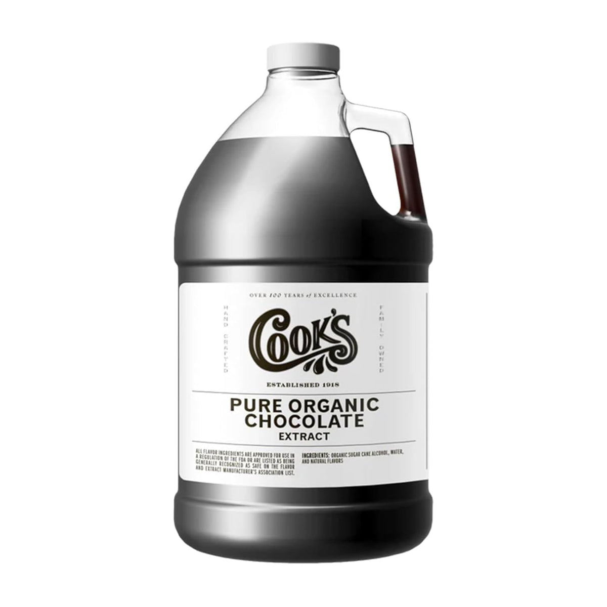 Cook's, Organic Chocolate Extract, for Beverages, Cakes, and Cookies, 128 Ounces (1 Gallon)