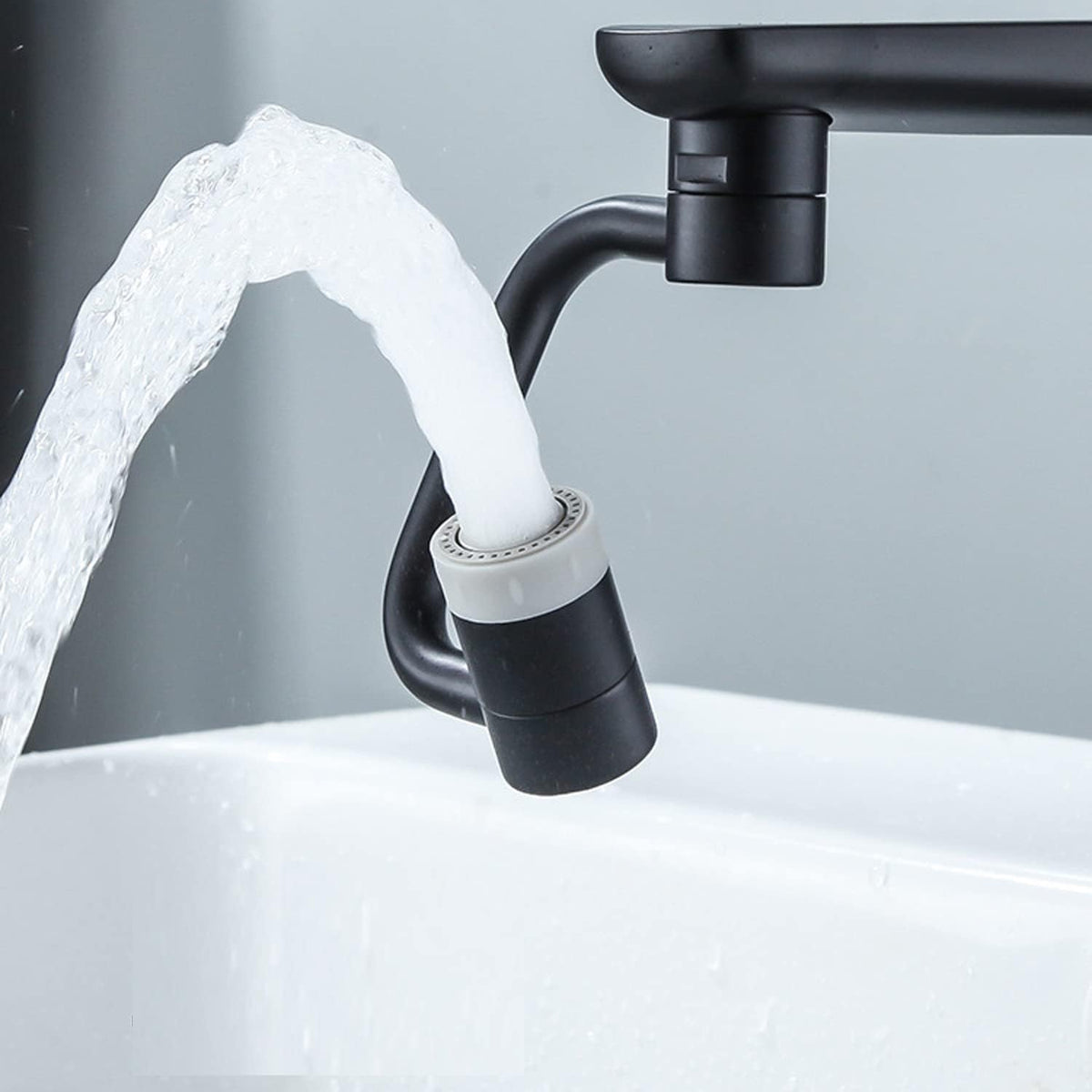 1080° Rotating Faucet Extender Aerator,Solid Brass Universal Splash Filter Faucet, Big Angle Swivel Faucet Aerator Sink Attachment,Dual-function 2-Flow Sprayer,Matte Black…