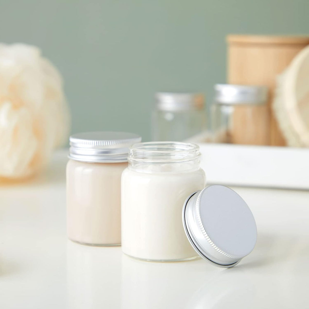 Juvale Mini Glass Spice Jars with Lids - 1.7 oz, Clear Art Deco, 5-Pack - Glass Craft Jars with Lids for Spices, Jams & Crafts
