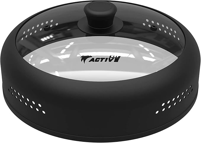 Microwave Cover for Food, Silicone and Glass Splatter Guard Lid for 6–7–8–9-10-10.5 inch Plates & Bowls. By EZY ACTIVE