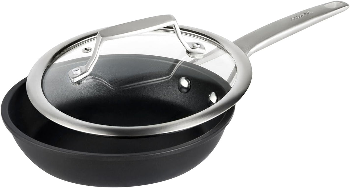 MsMk 10 Inch Frying Pan Nonstick with Lid, Titanium and Diamond Non Stick Coating From USA, PFAS & PFOA Free Non-Toxic, Scratch-resistant, for Induction, Ceramic and Gas Cooktops, Oven Safe