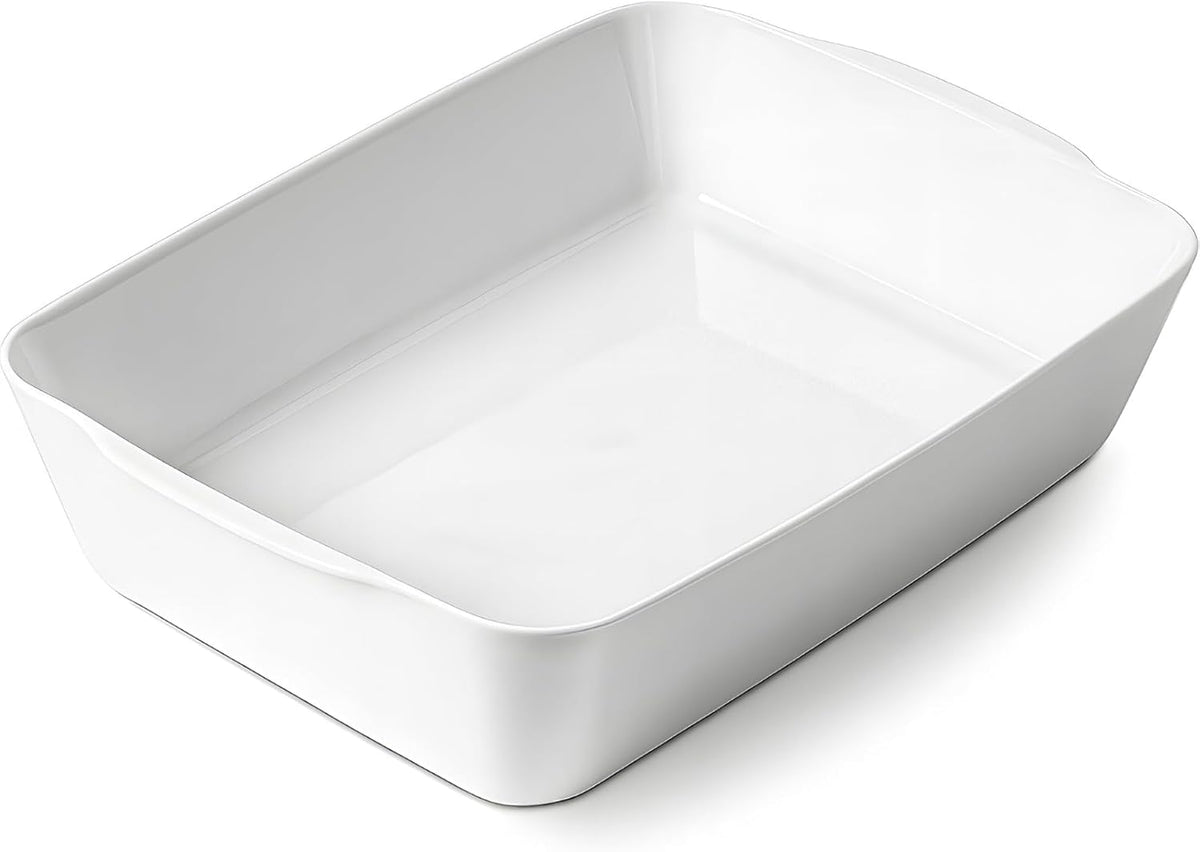 4.2 QT Deep Ceramic Baking Dish, White Casserole Dish, Lasagna Pan for Oven, Ceramic Baking Pan, Kitchen Decor, Microwave Oven Safe, Dinner, Wedding (10" x 13.9")