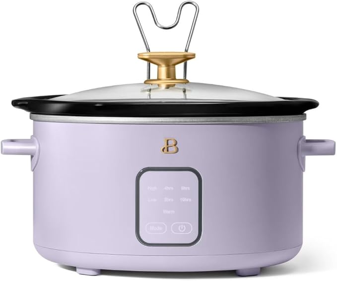 Beautiful 4-Quart Programmable Slow Cooker with Touch-Activated Display, Digital Timer, Keep-Warm Function & Removable Non-Stick Pot
