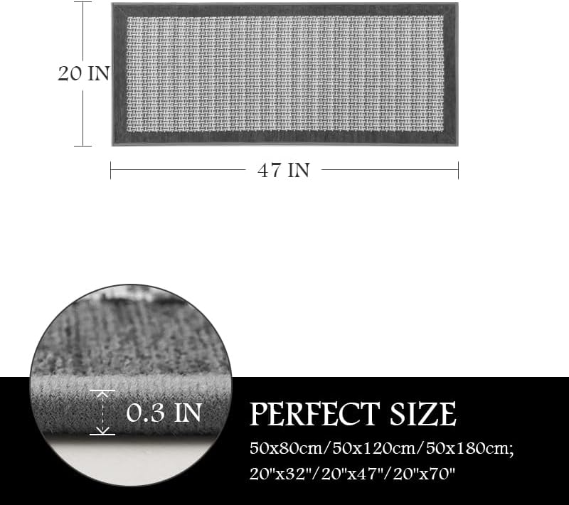 PADOOR Kitchen Mats for Floor, Kitchen Rugs Non Slip Washable, Rubber Backed Kitchen Runner Super Absorbent Kitchen Floor Mat Sink Rug, 20”x47” Grey