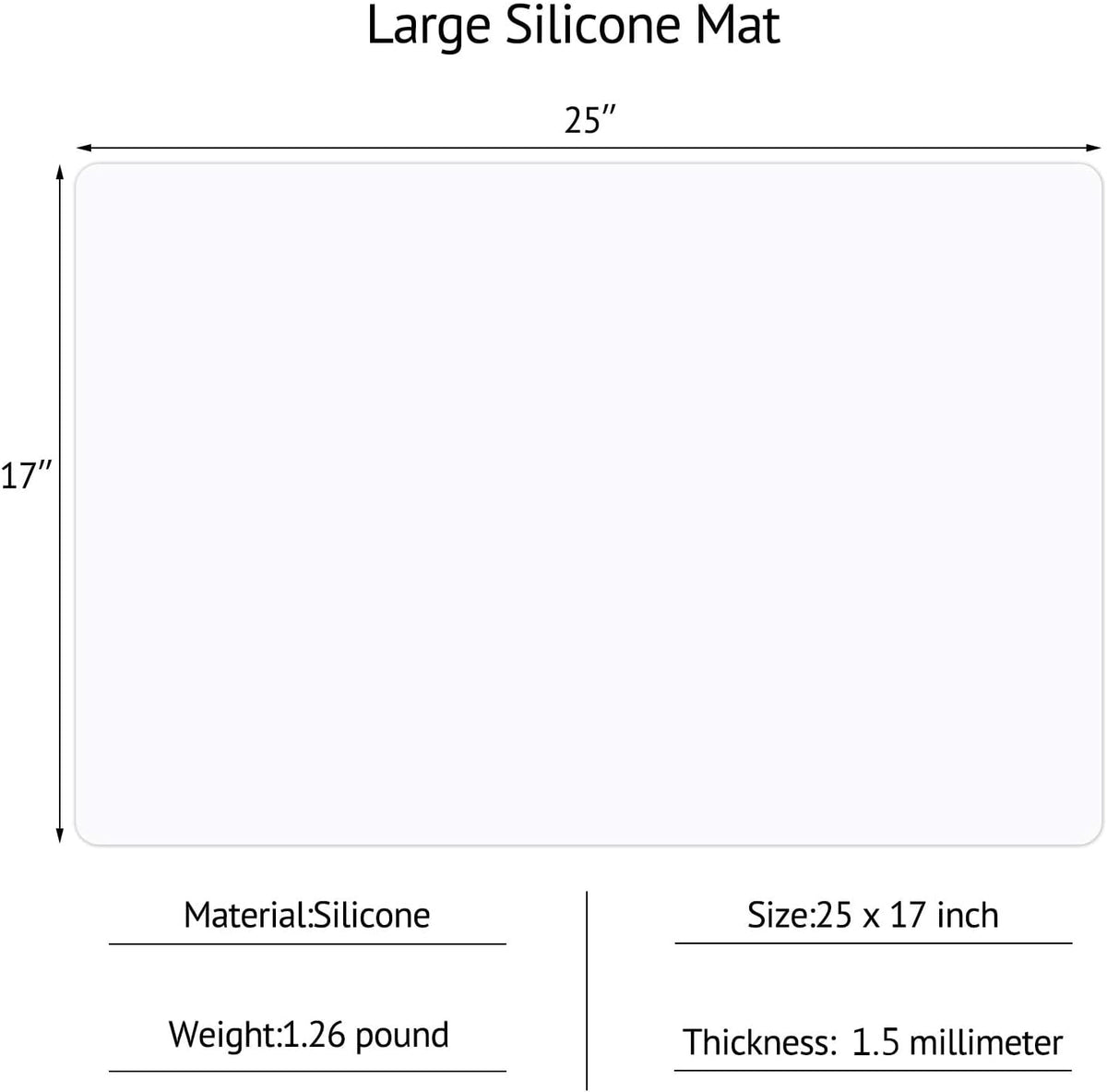 Gartful Silicone Mats for Kitchen Counter, Thicker 0.06", 25 x 17 inches Multipurpose Table Mat, Silicone Pad Desk Work Mat, Nonstick Nonskid Heat-Resistant Pad, Placemat, Translucent, 2PCS