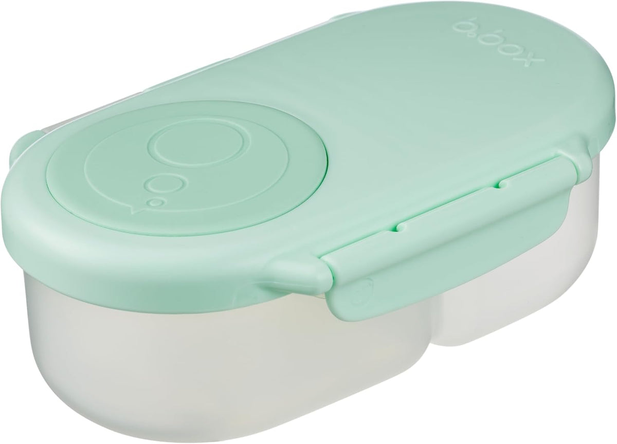b.box Snack Box Reusable Snack Containers with Lids 2 compartments, Bento Box for kids and toddlers, Leakproof Lunch Box, BPA free and Dishwasher Safe Snack Container (Spearmint, 1 3/4 Cup)