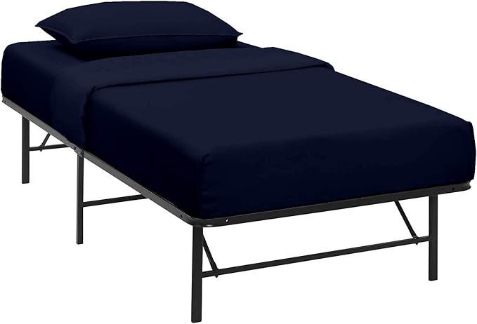 NON Sticky cotton 4 PC Cot Sheet Set - 33x75, 100% Egyptian Cotton, Fitted Sheet - Deep Pocket (8 Inch), Flat Sheet, 2 Pillowcases - Navy Blue Solid