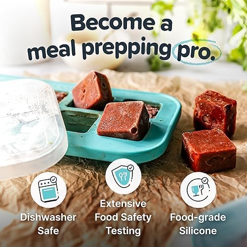 Souper Cubes 2 Tbsp. Silicone Freezer Molds - Perfect for Storing Garlic, Herbs, Ginger, Pesto, Tomato Paste, Lemon Juice, Purees and More - Silicone Baby Food Freezer Tray - Aqua – 2-Pack