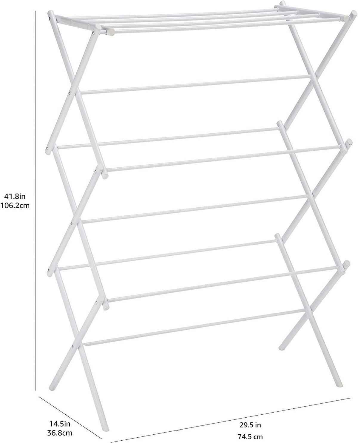 Amazon Basics Foldable Portable Laundry Rack for Air Drying Clothing, Indoor Outdoor Use - 14.5" D x 29.5" W x 41.8" H, White
