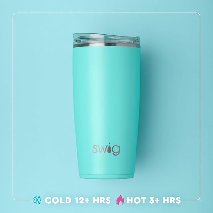 Swig Life 22oz Insulated Tumbler, Travel Coffee Tumbler with Lid, Cup Holder Friendly Travel Coffee Mug, Stainless Steel, 22 oz Tumblers, Reusable Insulated Mug with Lid (Granny Squares)
