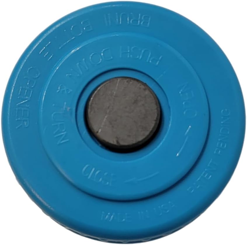Bruni Multifunction Bottle Opener – Medicine Safety Cap Can Bottle Opener Easy to Use for Children, Weak Hands, Elderly and Arthritis Sufferers (Blue)