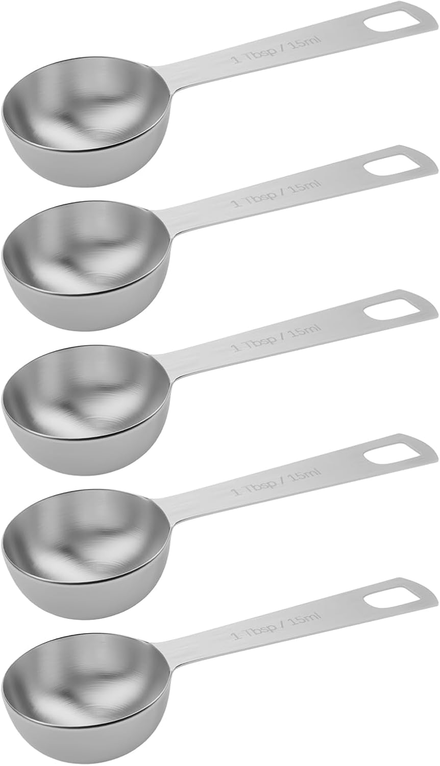 5PCS 1tbsp (3tsp, 15ml, 1/2oz) Single Measuring Spoon, Stainless Steel Individual Teaspoons Only
