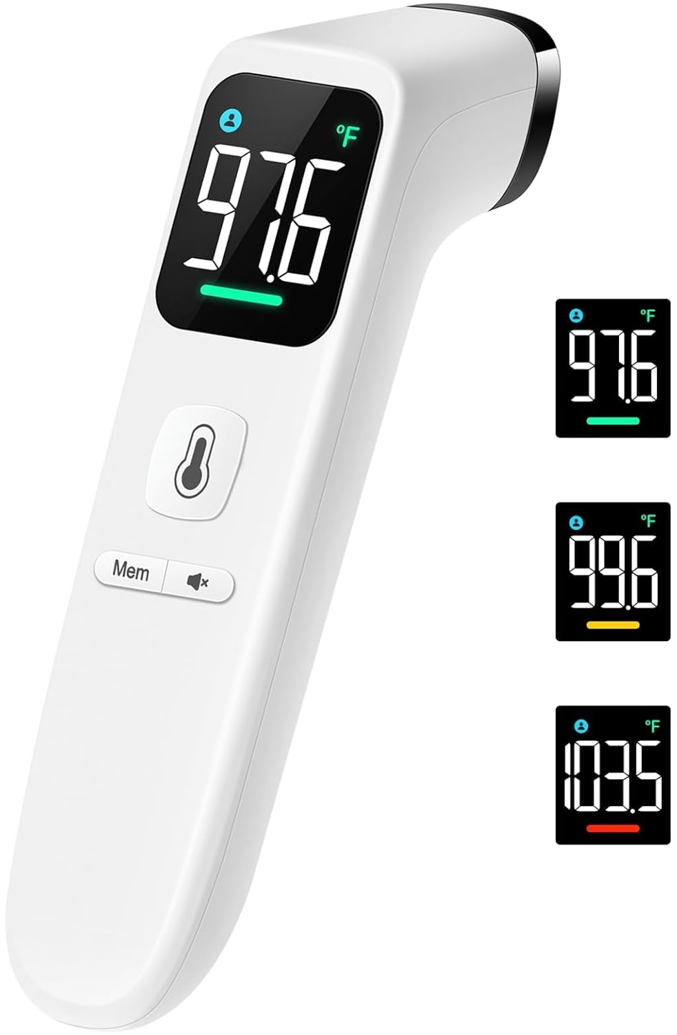 Touchless Thermometer for Adults and Kids, Fast Accurate Thermometer with Fever Alarm, 1S Reading & Silent Mode (LED-White)