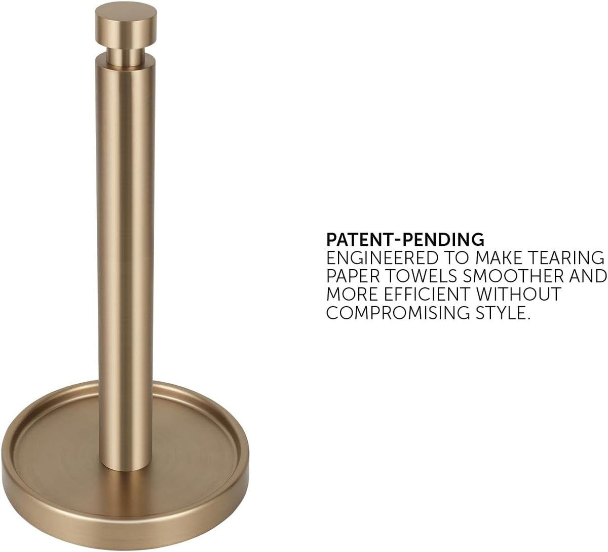 Ivilon Countertop Paper Towel Stand - Steady and Easy Tear - Fits All Paper Towel Rolls - Warm Gold